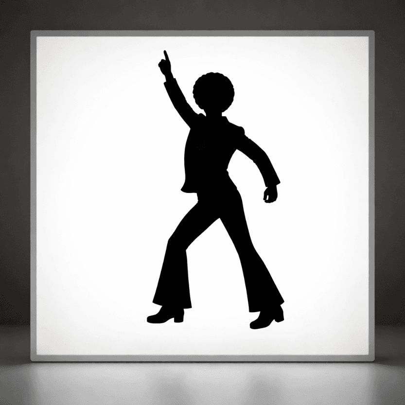 Lightbox met zwart discosilhouet